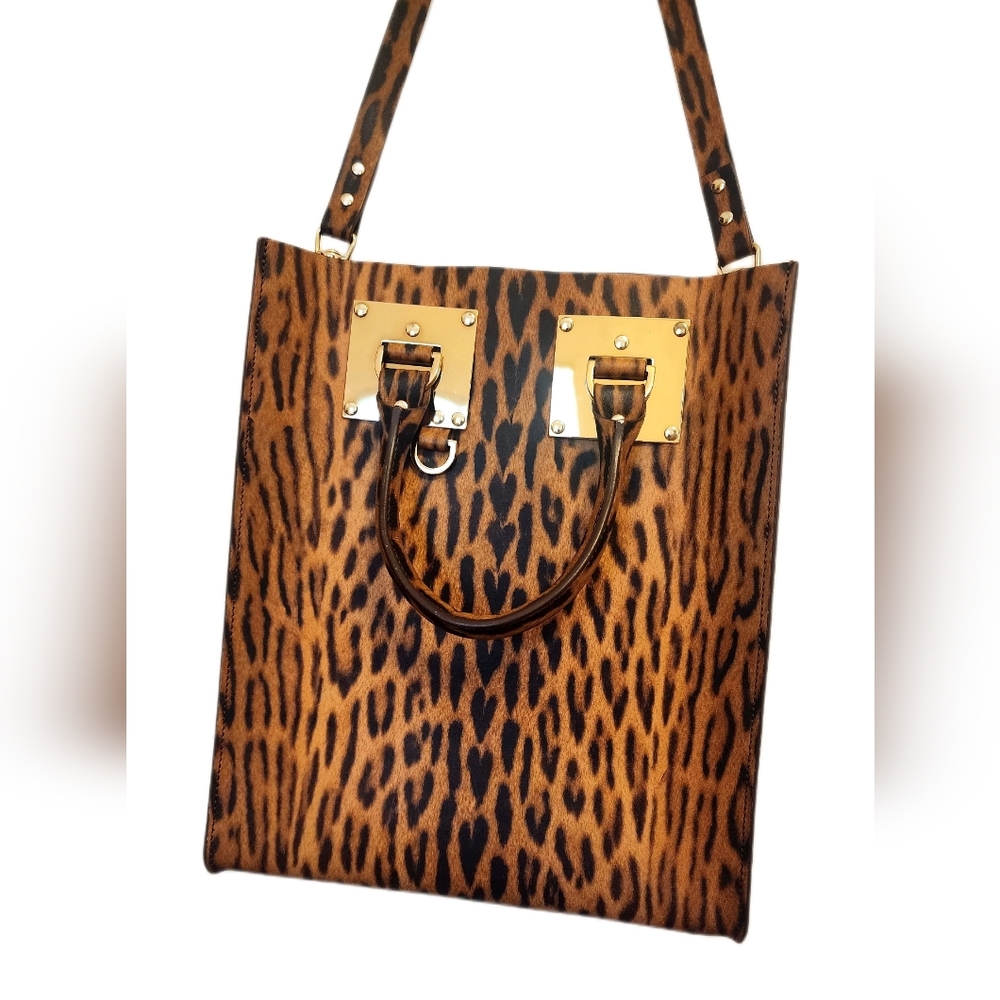 Sophie Hulme Leather Leopard Print Albion Authentic Tote Bag